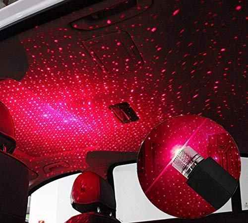 Star Lamp USB Car Star Ceiling Light Sky Projection Lamp Romantic Night Lights Car Fancy Lights (Red)